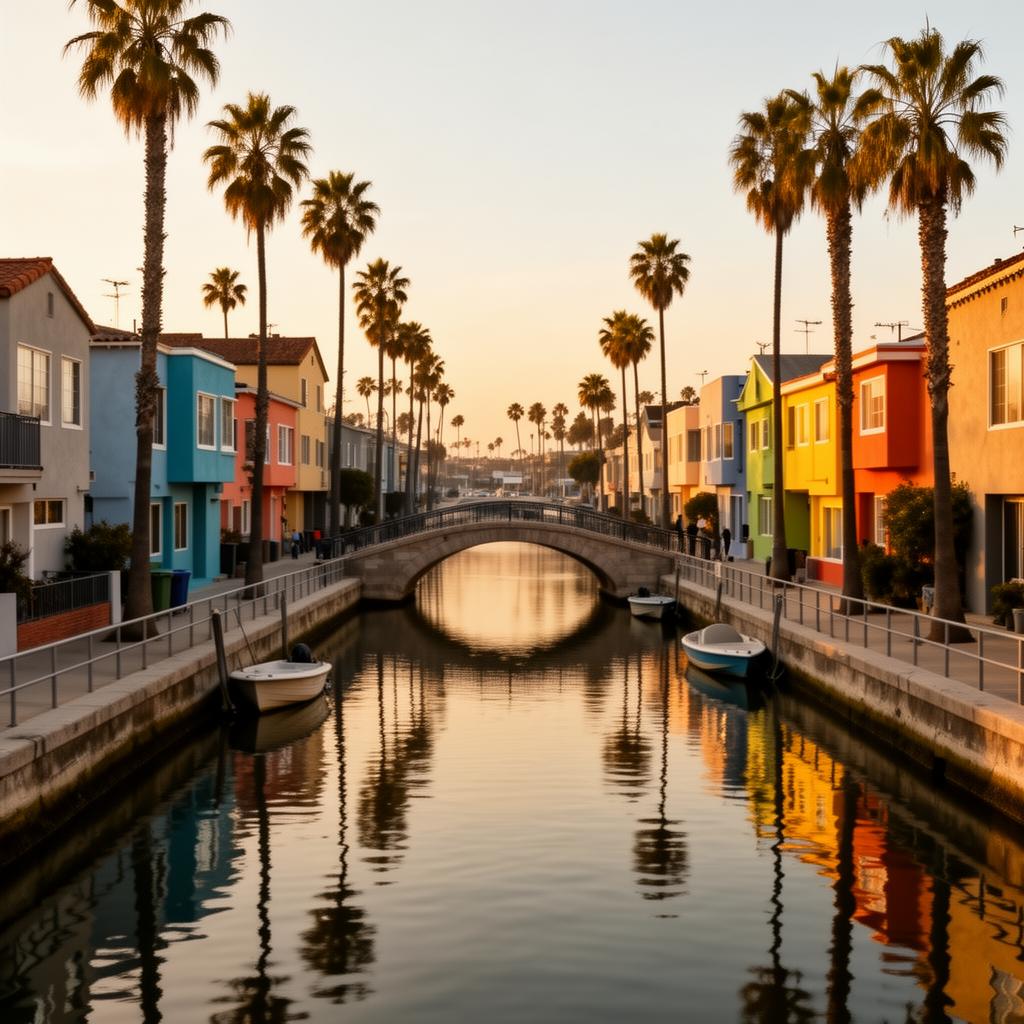 Venice canals at sunset